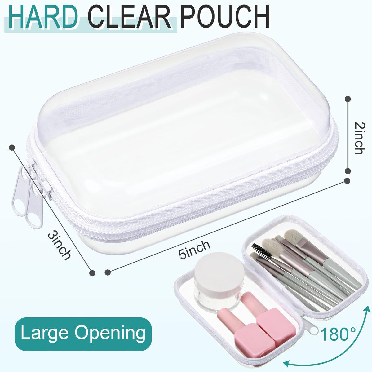 Close-up of Sanwuta clear zipper case with double zipper