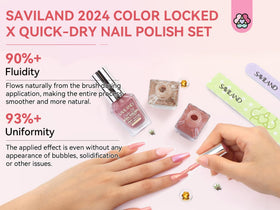 Close-up of SAVILAND nail polish bottles