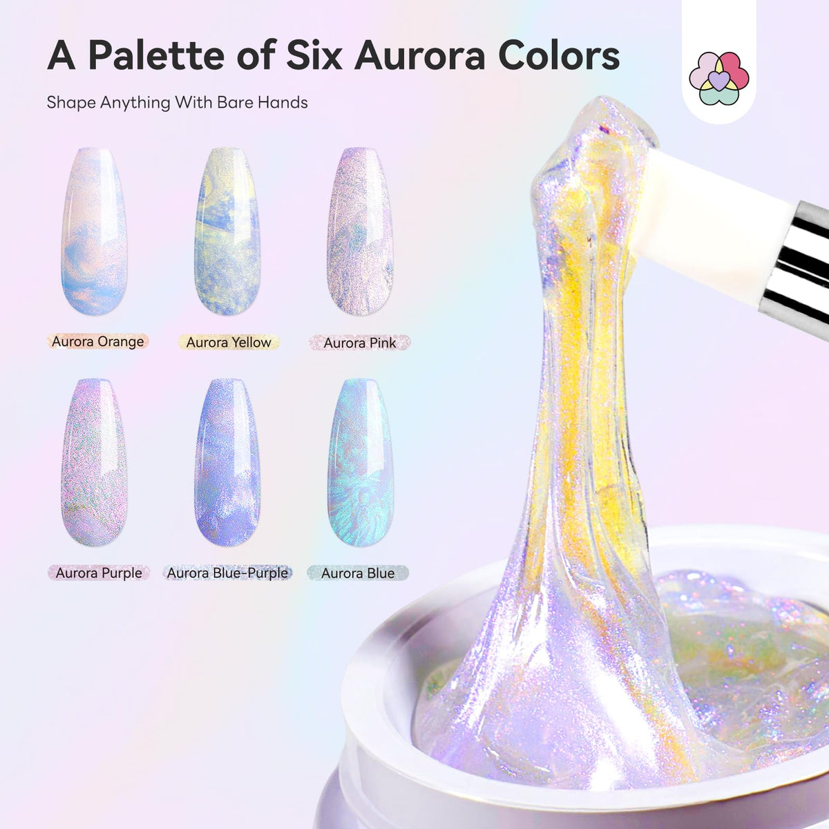 Close-up of SAVILAND Solid Builder Nail Gel in Aurora Colours