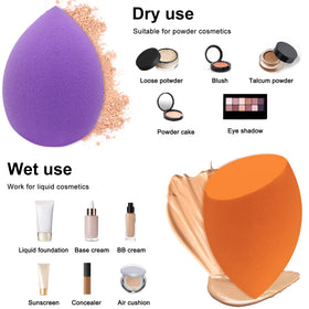 Close-up of Scartink beveled makeup sponge in blue