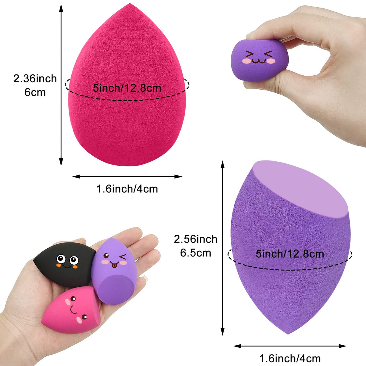 Close-up of Scartink makeup sponges in various colours