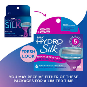 Close-up of Schick Hydro Silk Moisture Razor Blade Refills with 5 blades