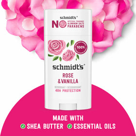 Close-up of Schmidt's Rose & Vanilla Vegan Deodorant stick