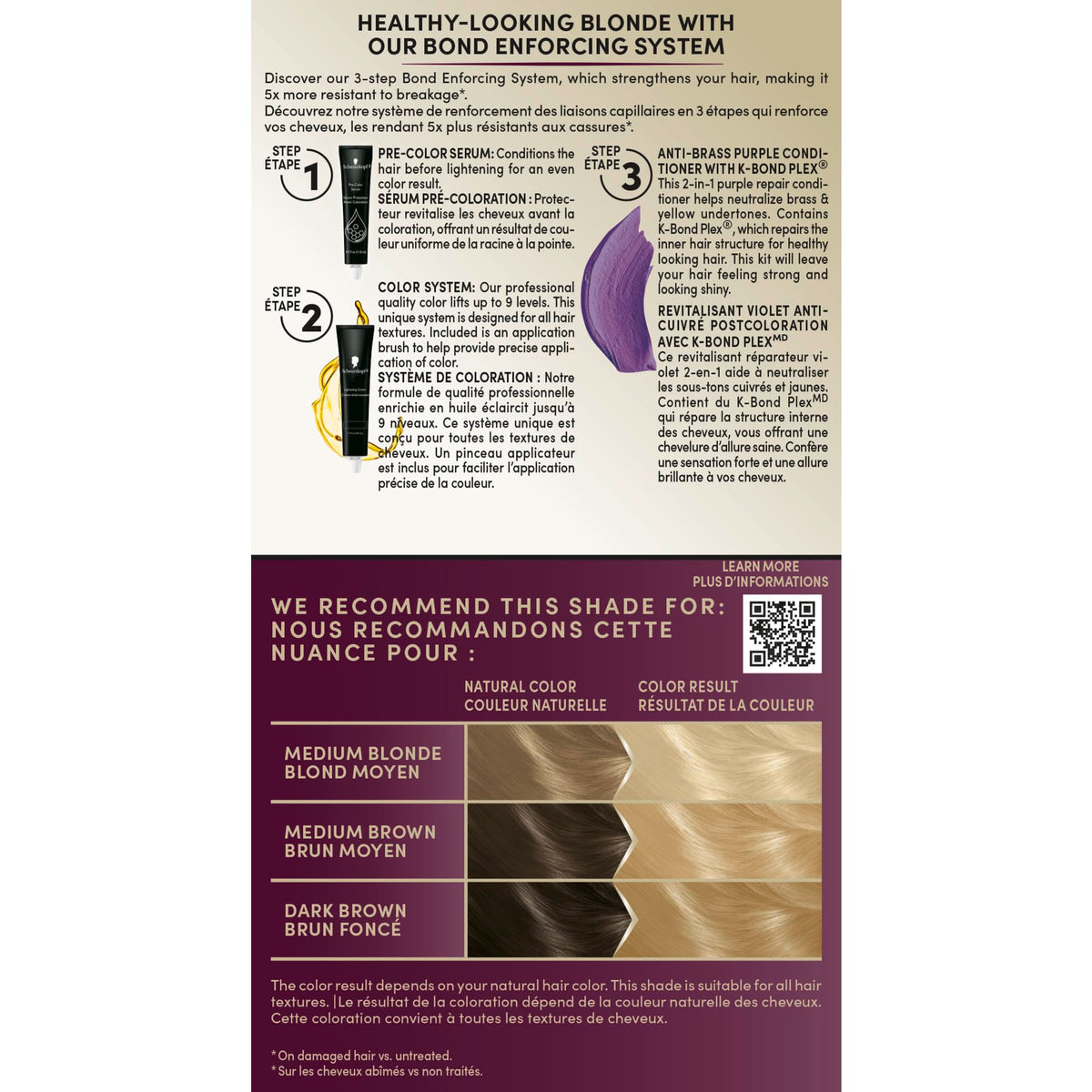 Close-up of Schwarzkopf Keratin Blonde Hair Dye colour cream