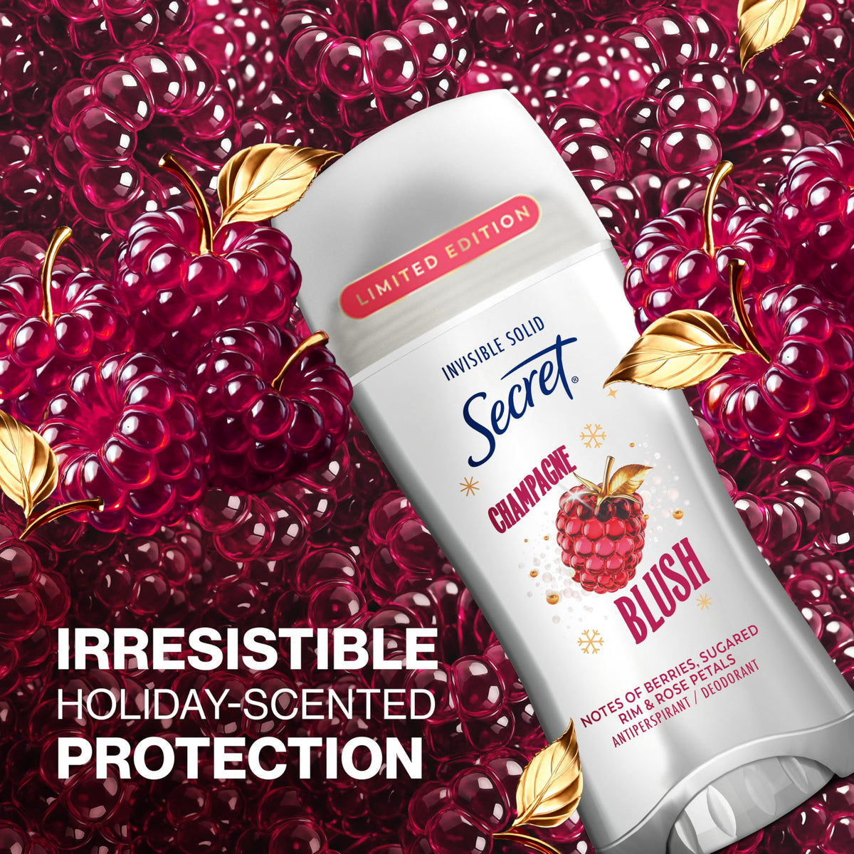 Close-up of Secret Antiperspirant Deodorant Champagne Blush stick