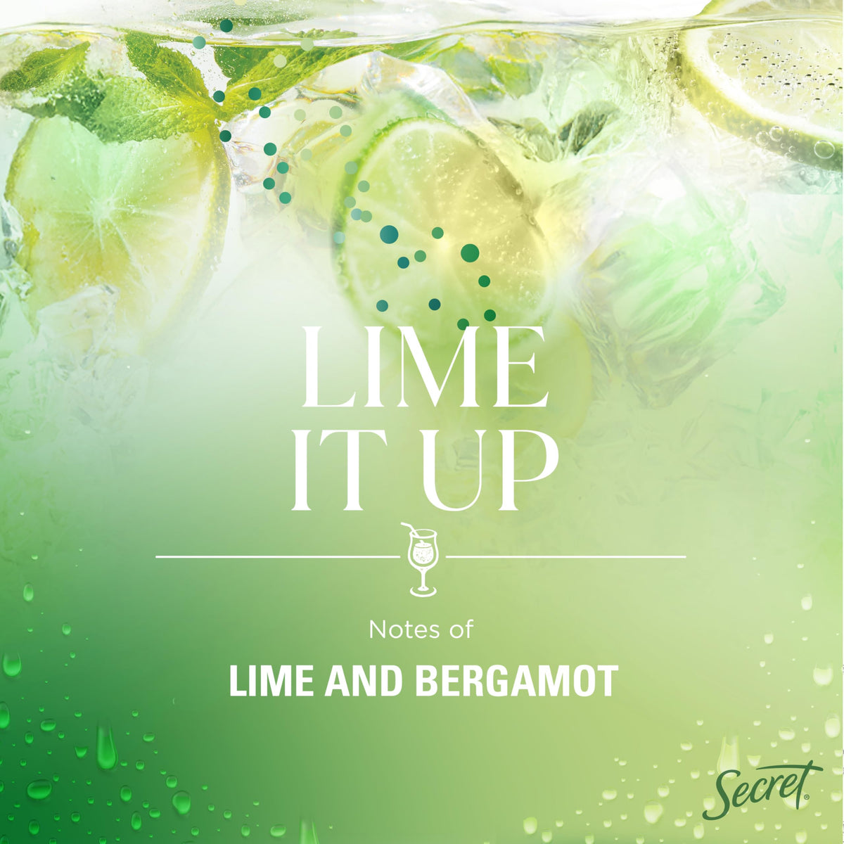 Close-up of Secret Antiperspirant Deodorant Lime It Up stick