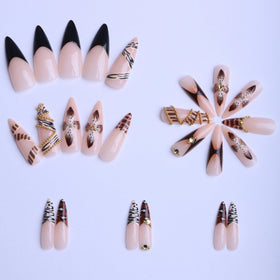 Close-up of SEENEEY press on nails showing detailed floral design