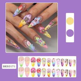 Close-up of SEENEEY Press On Nails showing floral design
