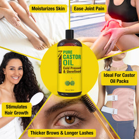 Close-up of Seven Minerals Castor Oil label