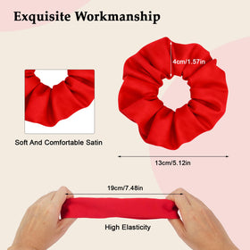 Close-up of SEVEN STYLE red satin scrunchie texture