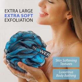 Close-up of Shower Bouquet loofah showing soft mesh texture