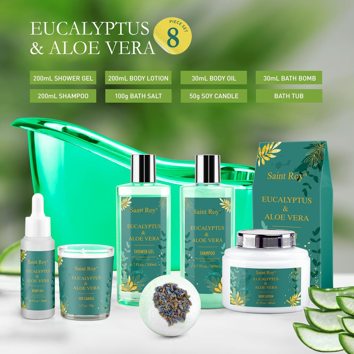 Close-up of Shower Gel and Hair Care Shampoo from Saint Roy Spa Gift Basket
