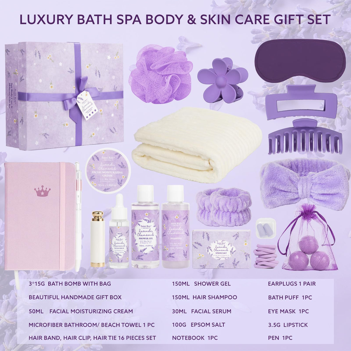 Close-up of shower gel and shampoo from the gift set