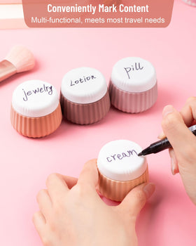 Close-up of silicone jars for creams and lotions