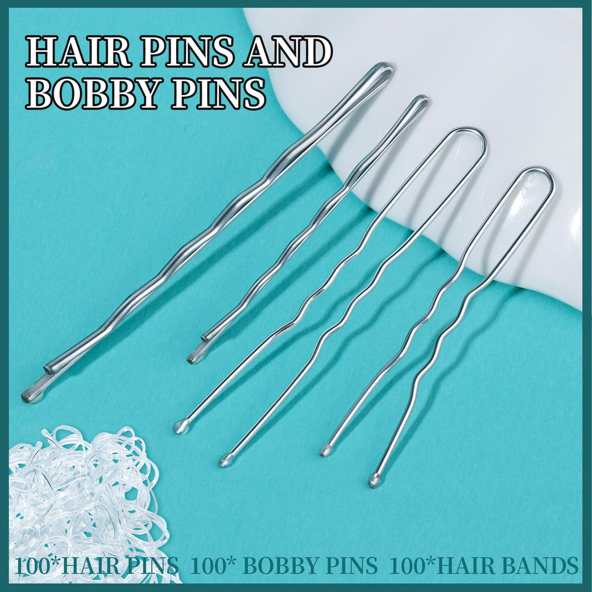 Close-up of silver bobby pins in different sizes