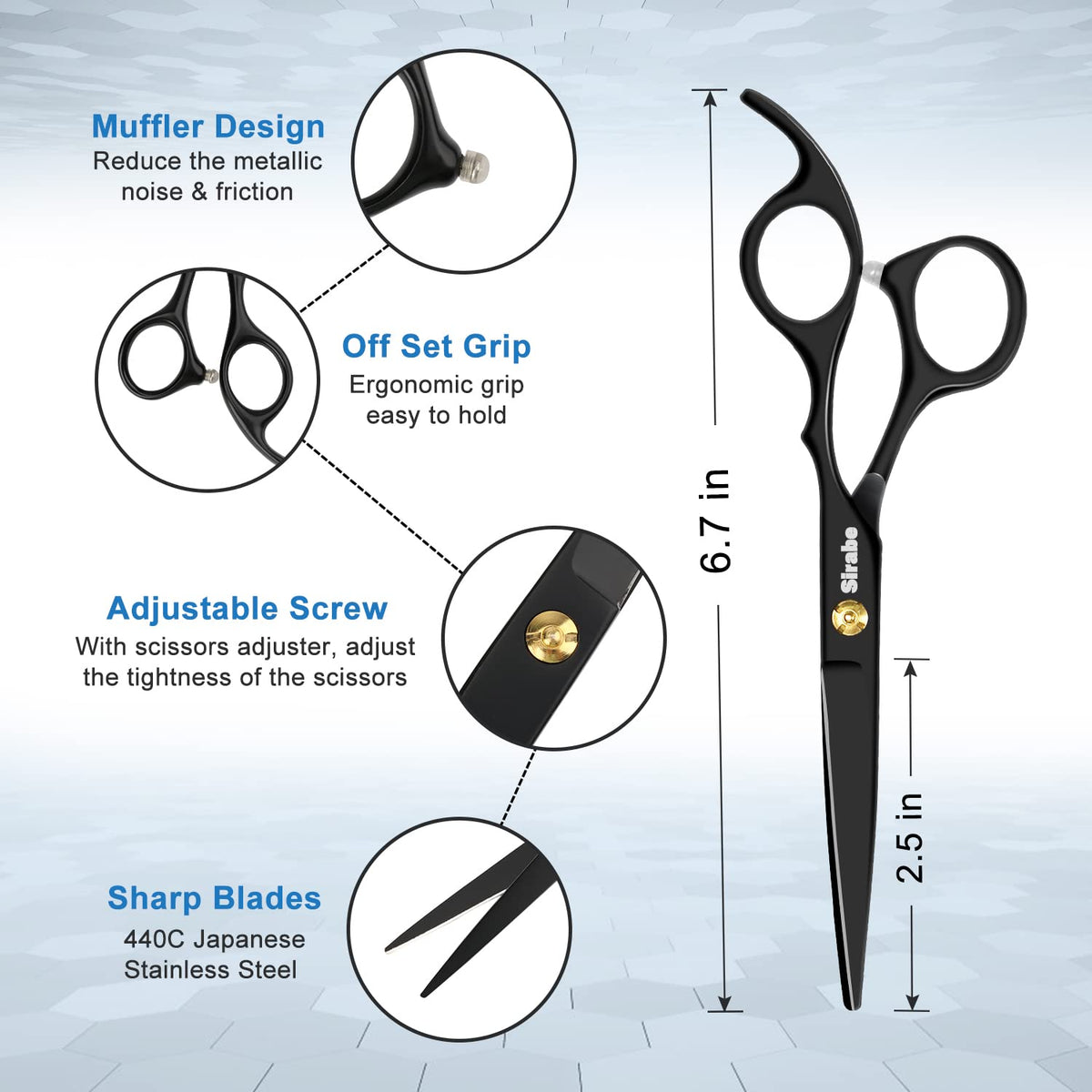 Close-up of Sirabe hair cutting scissors with sharp blades