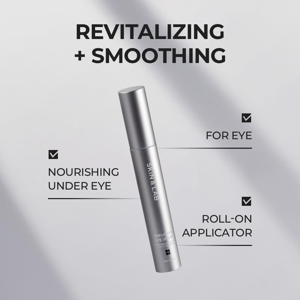 Close-up of SKIN & LAB Bakuchiol Eye Serum with ingredients