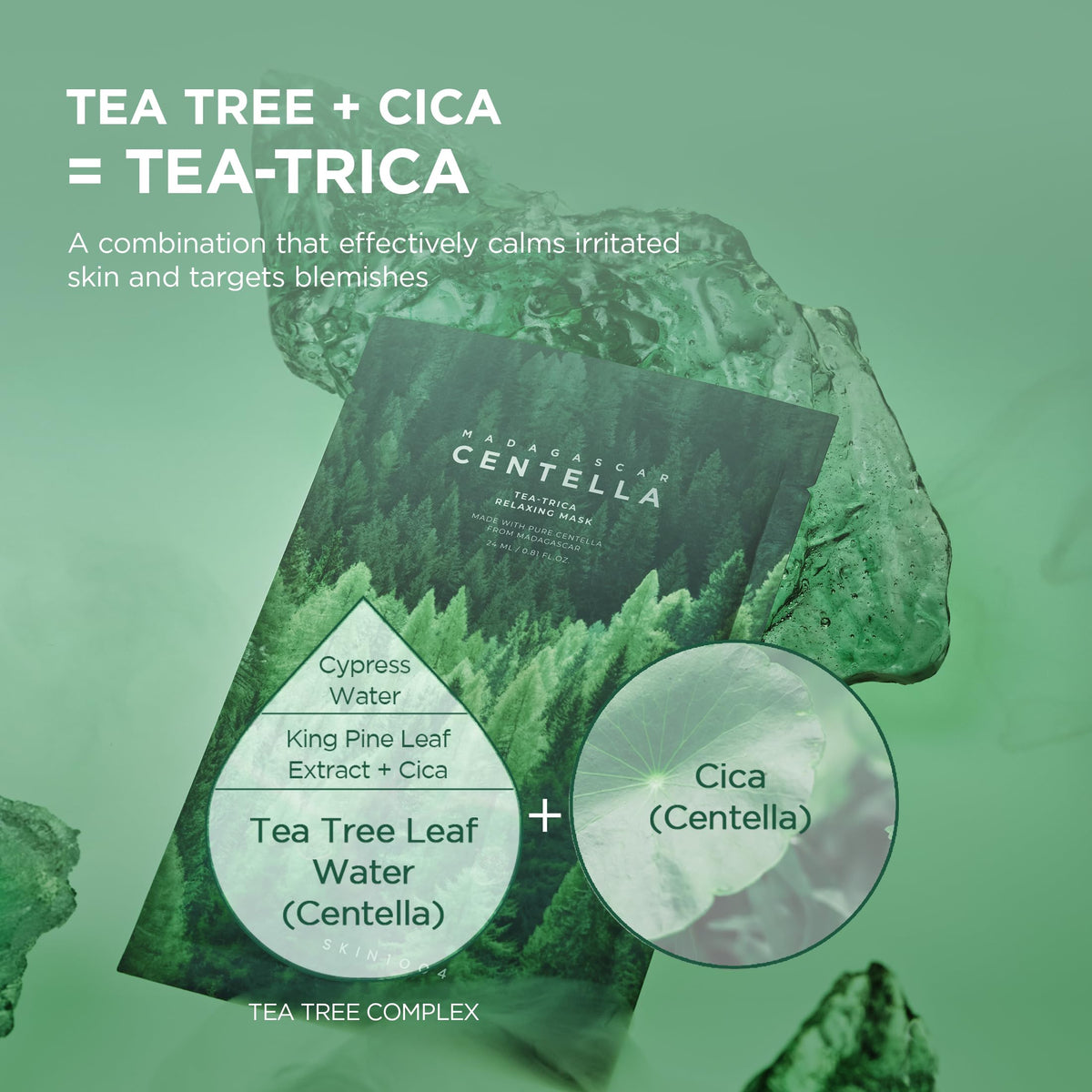Close-up of SKIN1004 Madagascar Centella Tea-Trica Relaxing Mask texture
