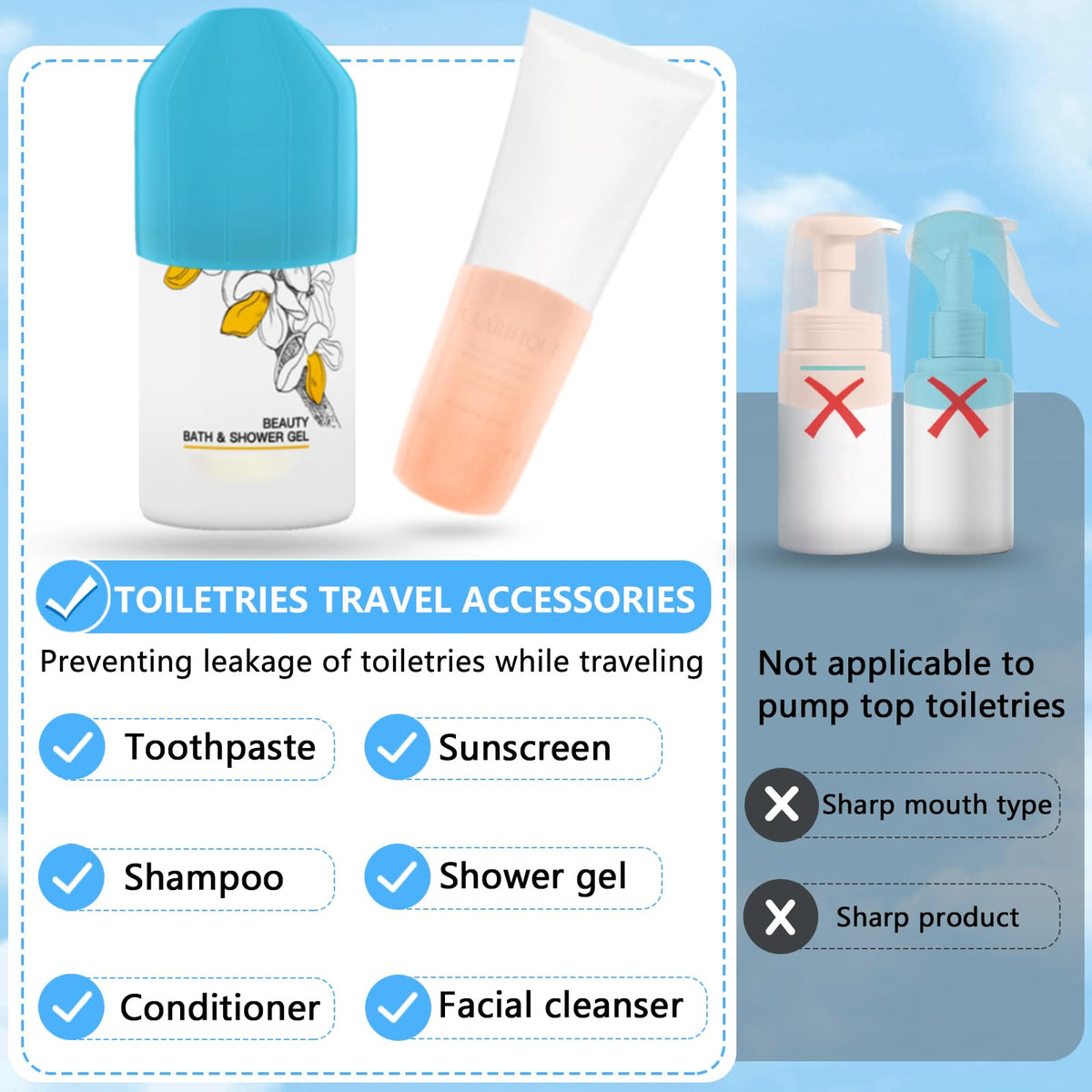 Close-up of Skyconser silicone bottle cover on shampoo bottle