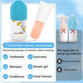 Close-up of Skyconser silicone bottle cover on shampoo bottle