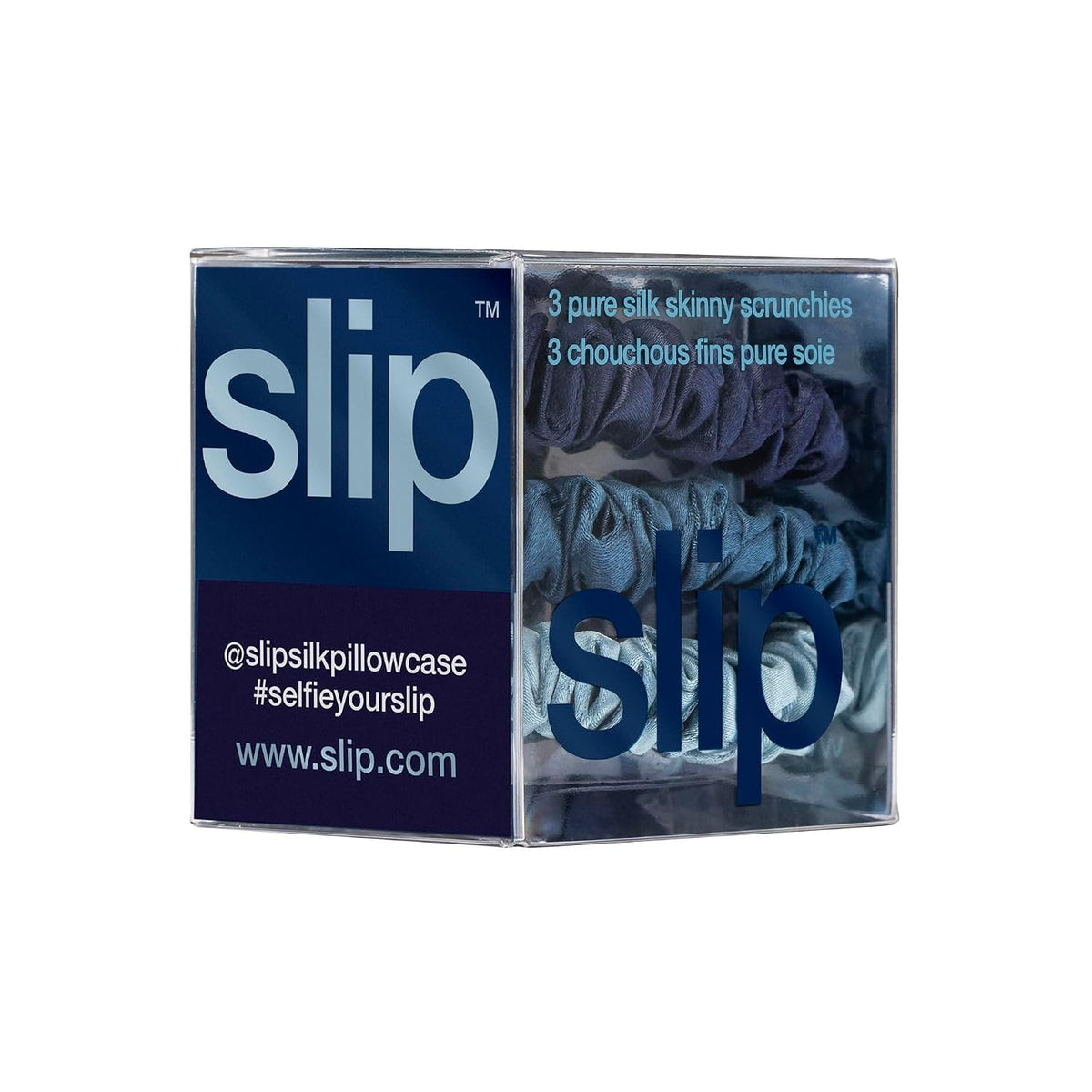 Close-up of SLIP Silk Hair Tie in oxford