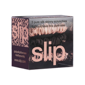 Close-up of SLIP Silk Hair Ties featuring the rose gold leopard scrunchie