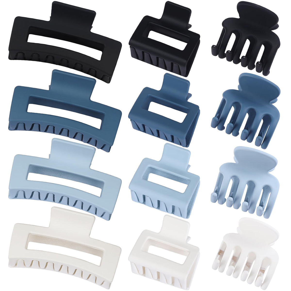 Close-up of SMKSL small hair claw clips in various styles