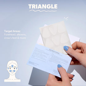 Close-up of Smoothies wrinkle patch applied to forehead
