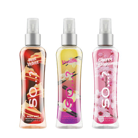 Close-up of So...? Vanilla body mist bottle