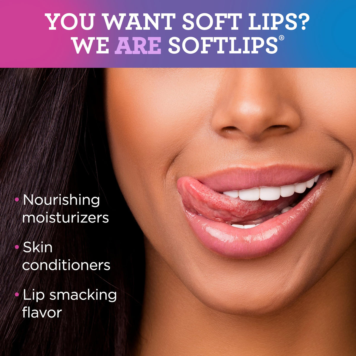 Close-up of SoftLips Watermelon lip balm stick