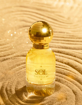 Close-up of Sol de Janeiro Cheirosa 62 Eau de Parfum bottle