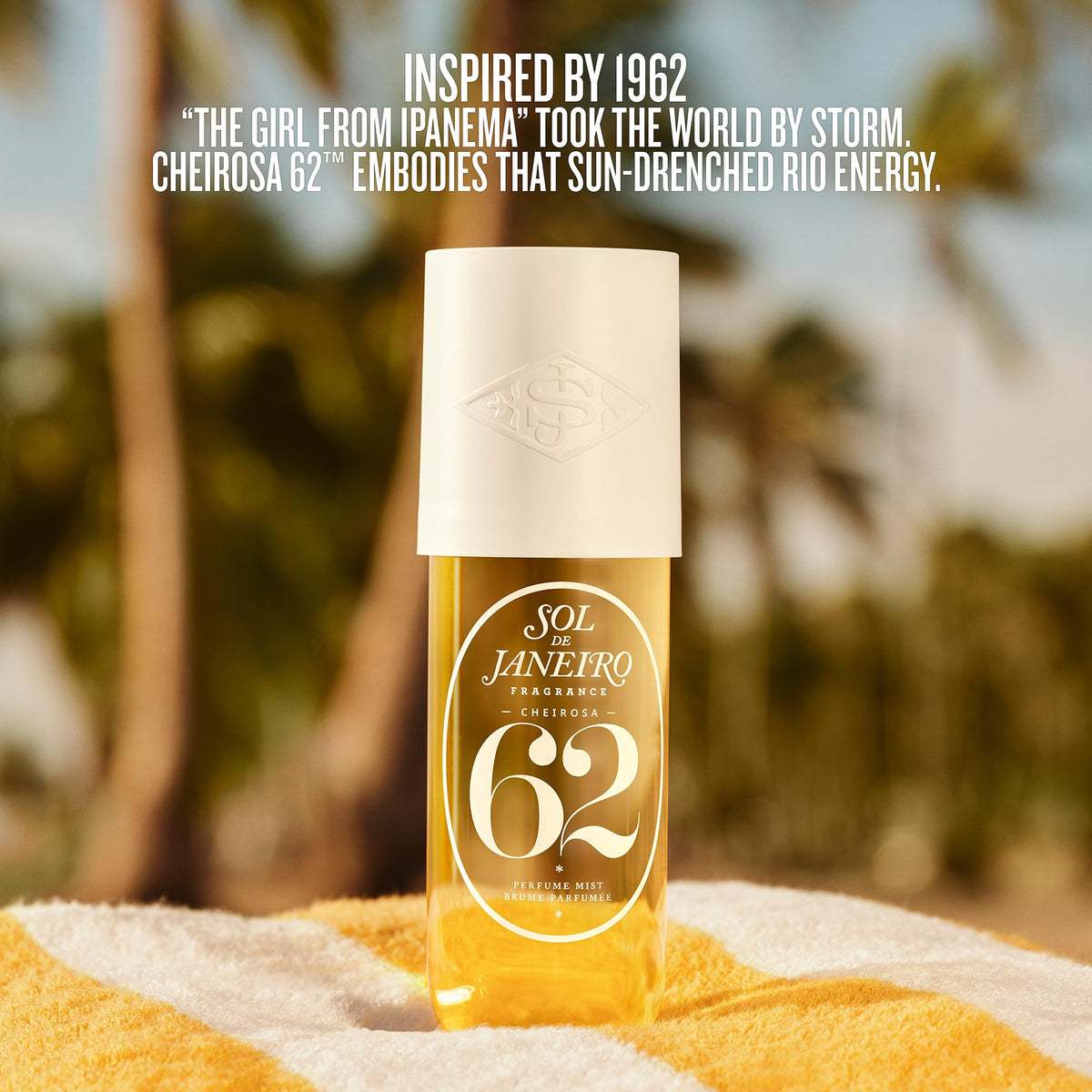 Close-up of Sol de Janeiro Cheirosa 62 Hair & Body Fragrance Mist 90mL label