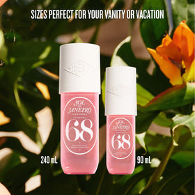 Close-up of Sol de Janeiro Cheirosa Hair & Body Mist bottle