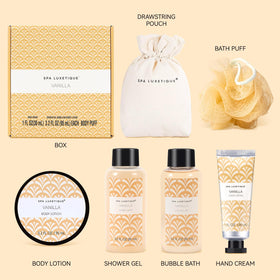 Close-up of Spa Luxetique hand cream from the gift set