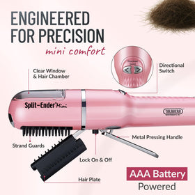 Close-up of Split-Ender Mini trimmer blades for split ends