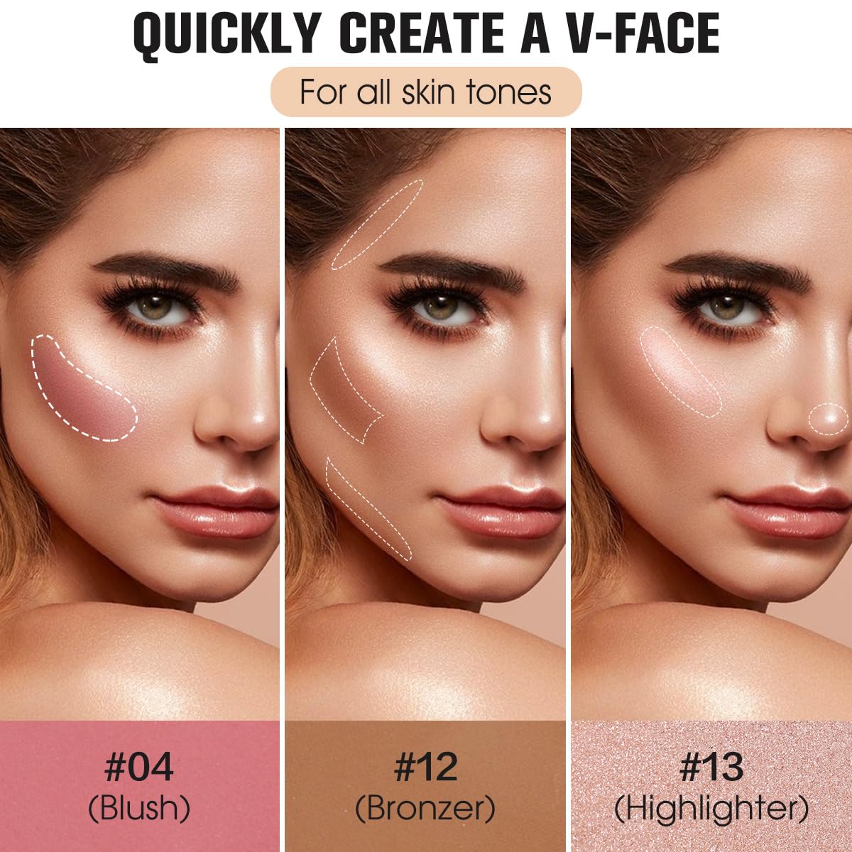 Close-up of SPRINGSKY contour palette highlighter shades