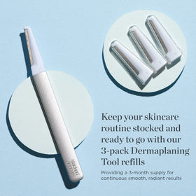 Close-up of StackedSkincare dermaplaning blade showing sharp edge