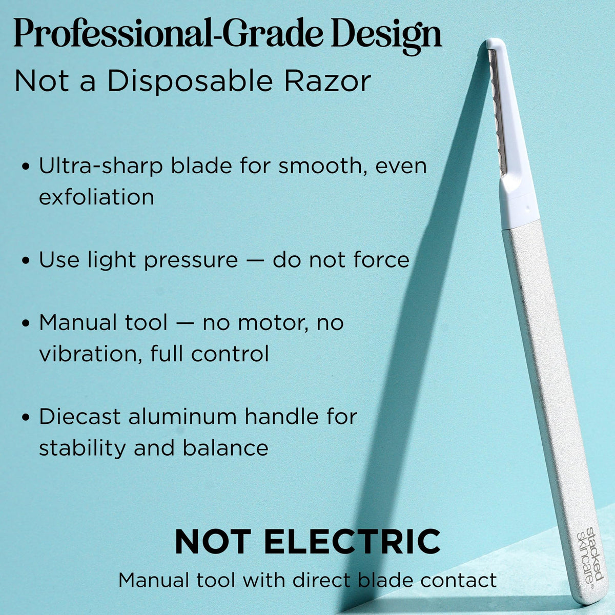Close-up of StackedSkincare Dermaplaning Tool blade