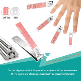 Close-up of stainless steel tools in manicure set