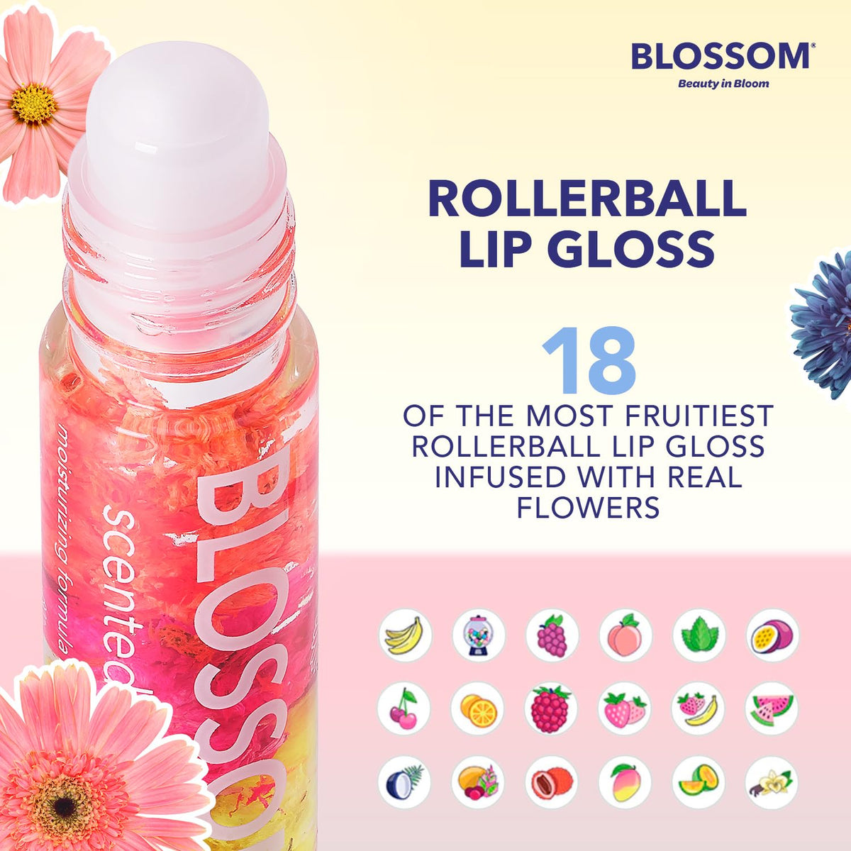 Close-up of Strawberry scented Blossom lip gloss