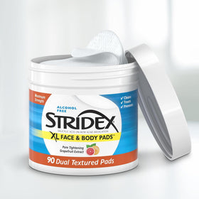 Close-up of Stridex XL Face & Body Pad showing dual texture