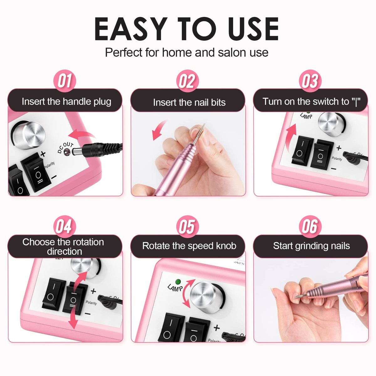 Close-up of SUBAY Electric Nail Drill handpiece