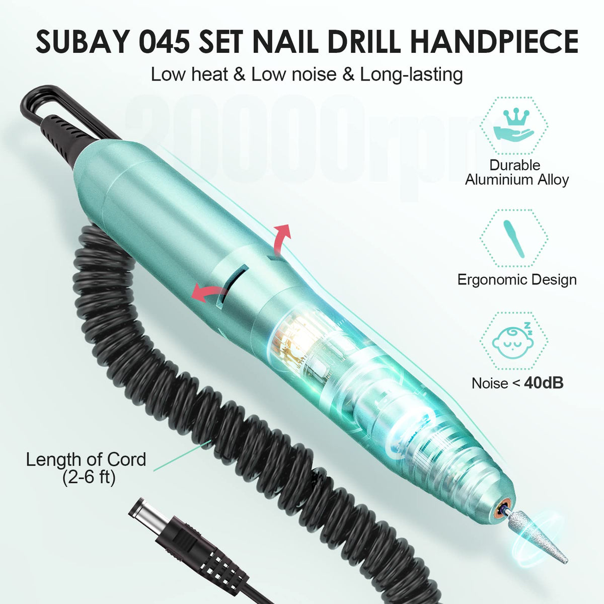 Close-up of SUBAY Nail Drill Machine handpiece