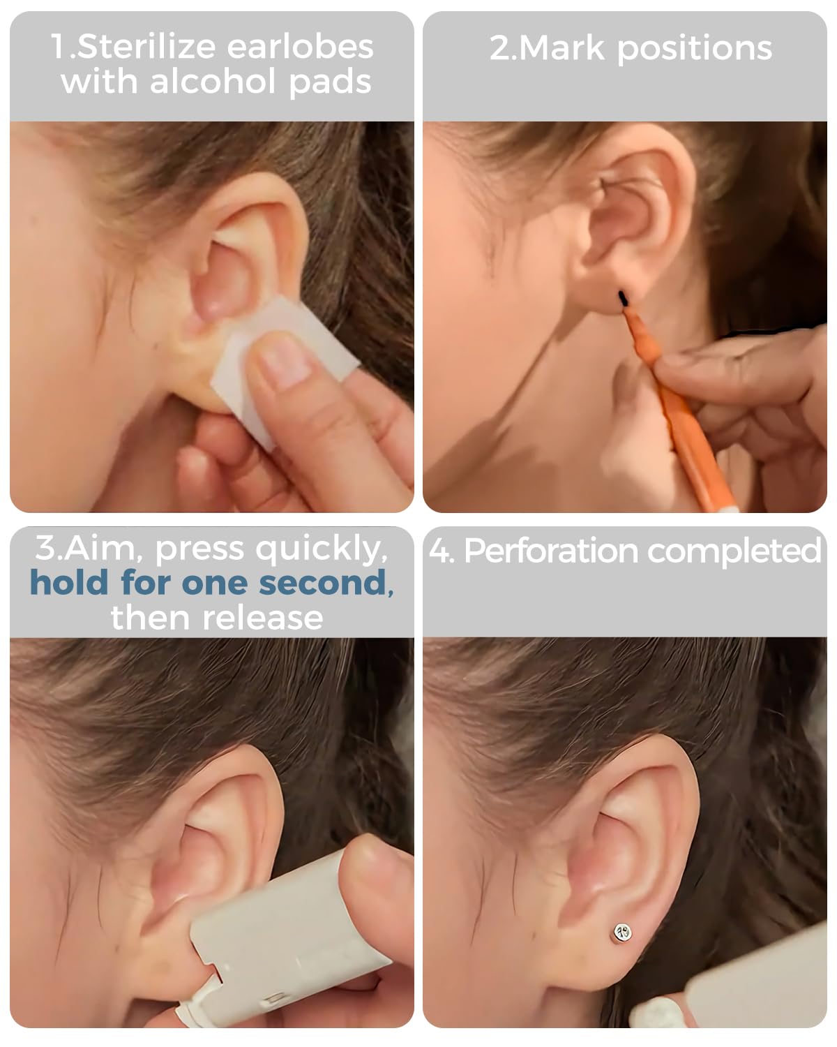 Close-up of SugarTang disposable ear piercing gun