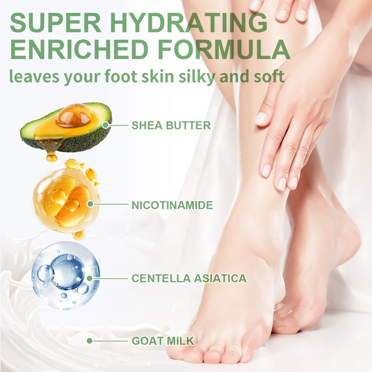 Close-up of SULADEC foot mask ingredients list