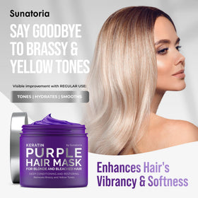 Close-up of SUNATORIA Purple Hair Mask texture on a hand