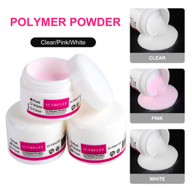 Close-up of SUNBELEE acrylic powders in various colours