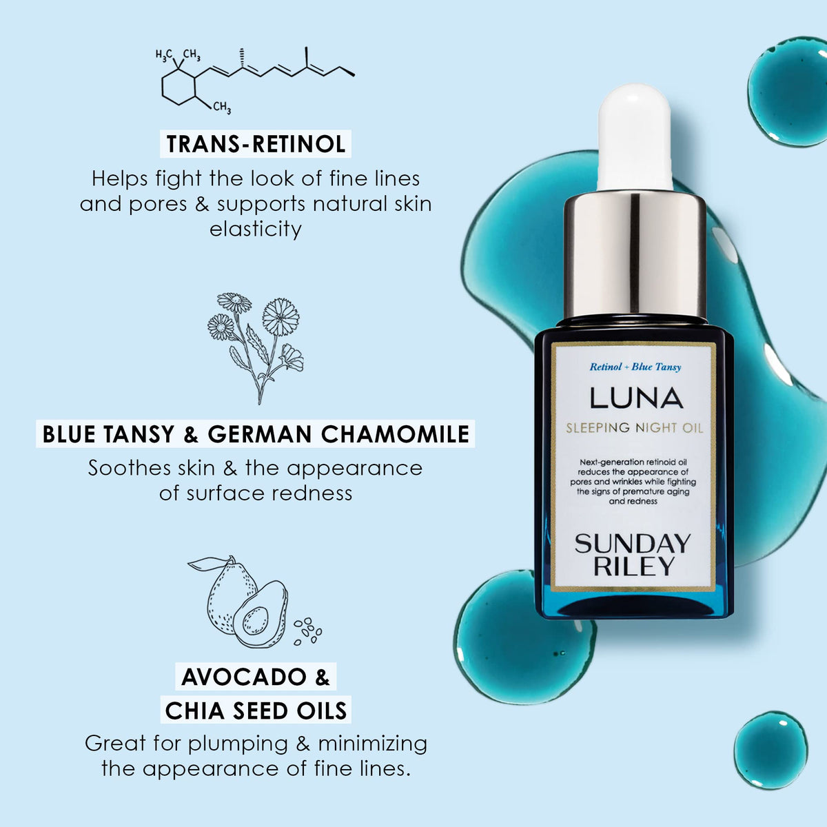 Close-up of Sunday Riley Luna Retinol Sleeping Night Face Oil texture