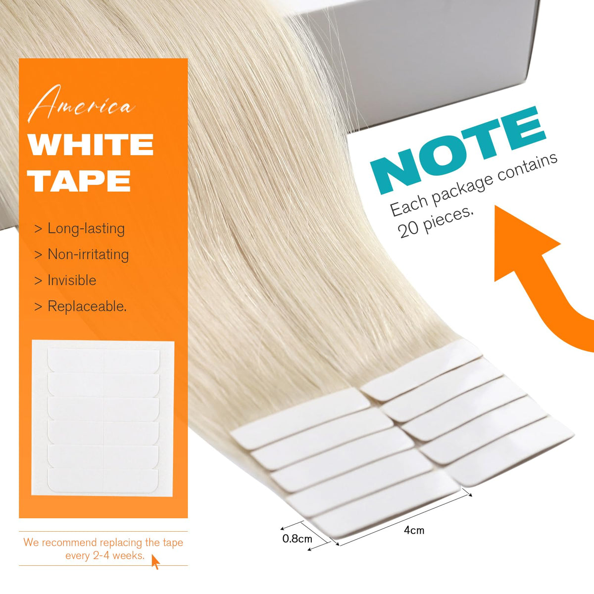 Close-up of Sunny Hair Blonde Tape in Hair Extensions
