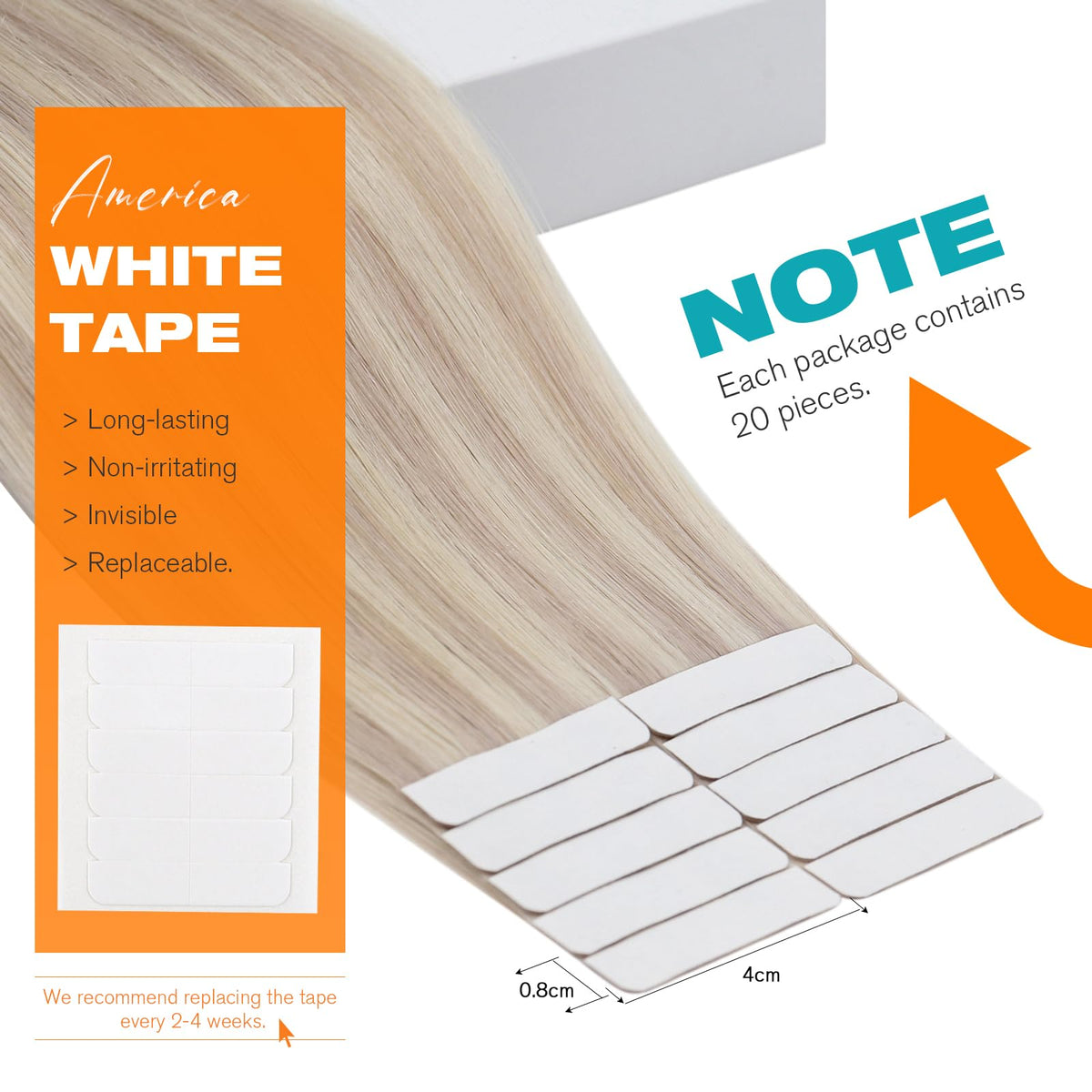 Close-up of Sunny Hair Blonde Tape in Hair Extensions
